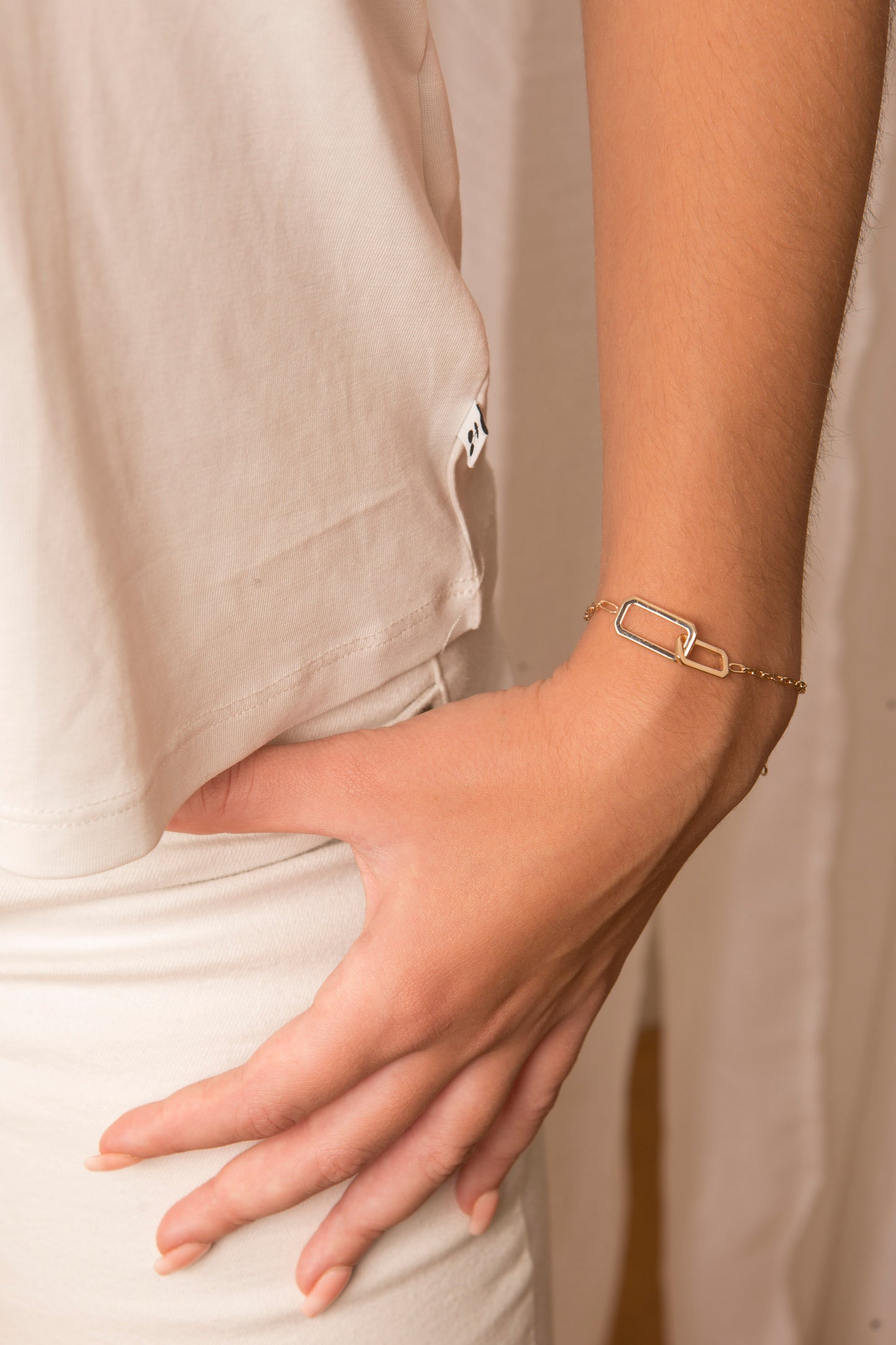 bracelet plaqué or avec 2 mailles rectangulaires
