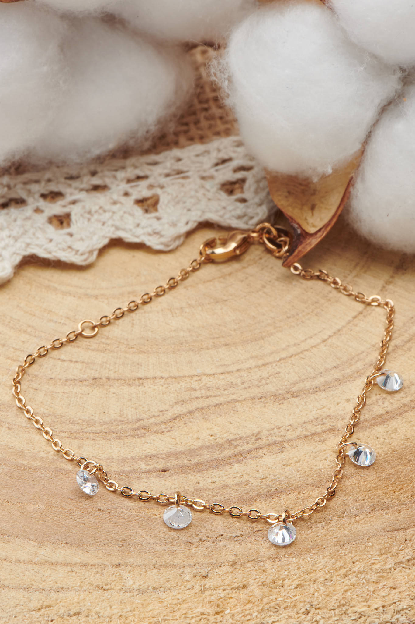 bracelet plaqué or avec oxyde de zirconium