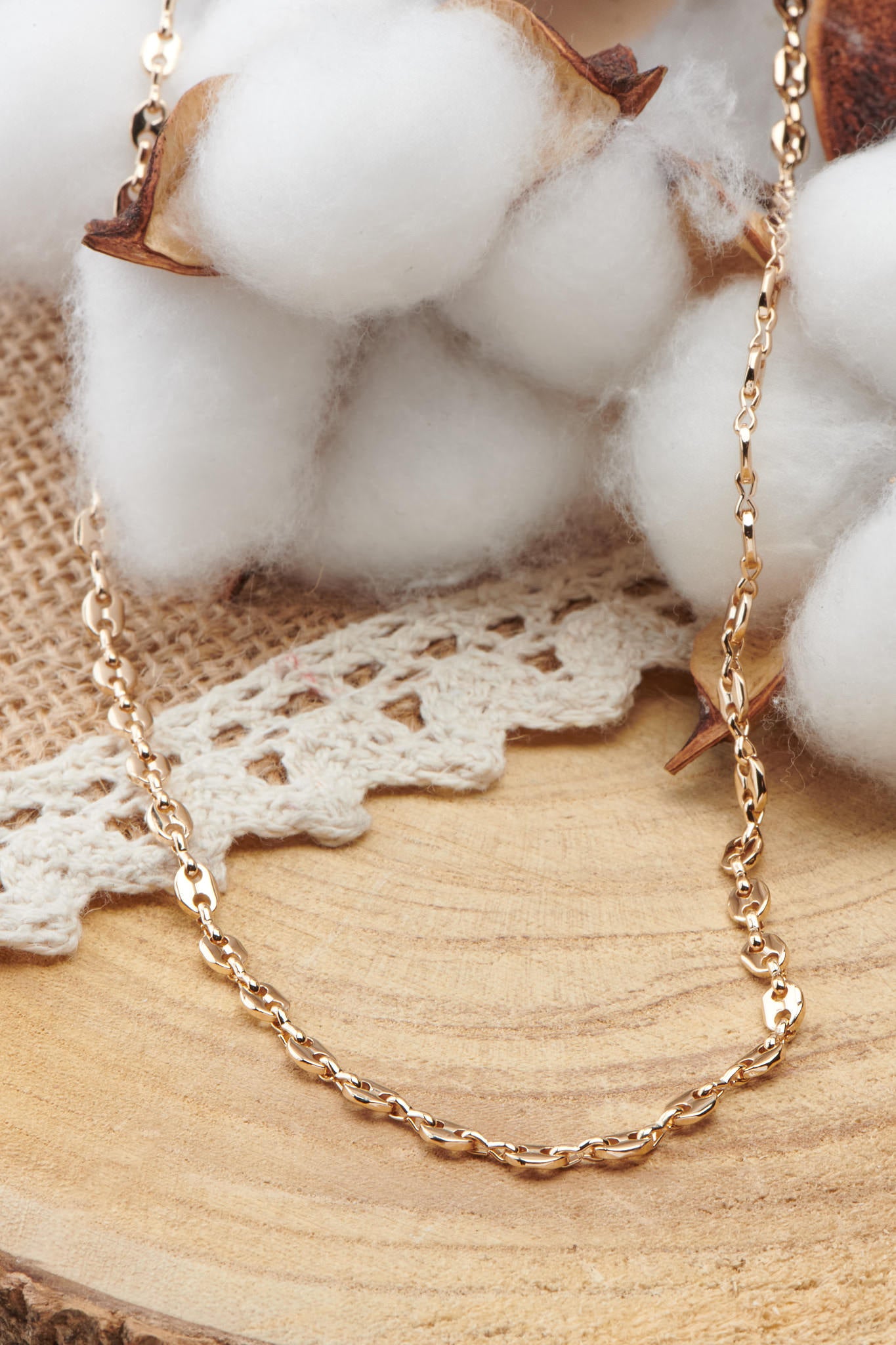 Collier en plaqué or Maille grain de café