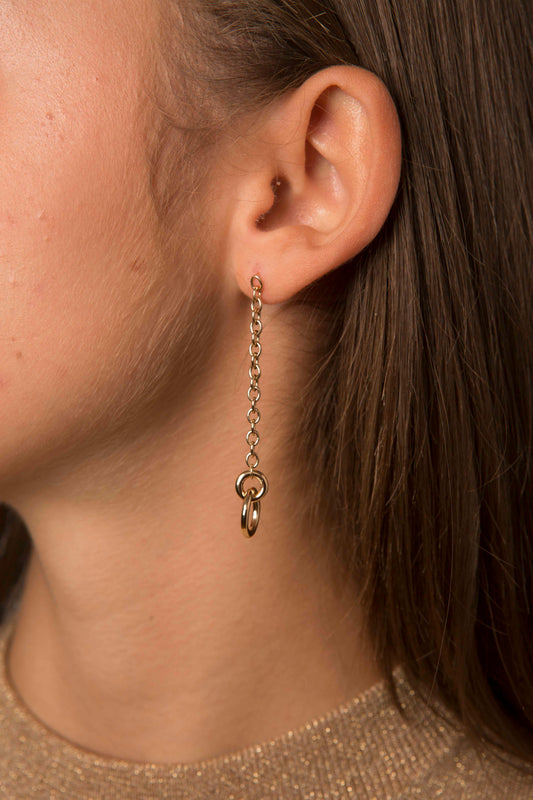 boucle d'oreilles pendantes plaqué or avec cercles