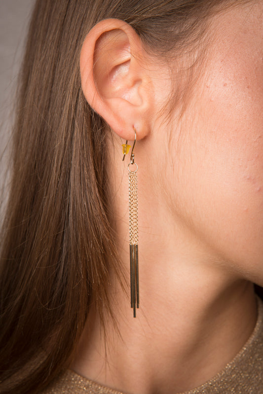 boucle d'oreille pendante en plaqué or 