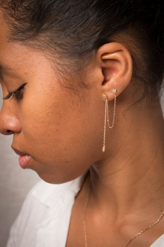boucle d'oreilles pendantes plaqué or