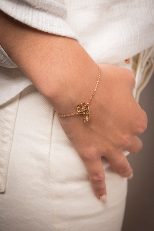 Bracelet en plaqué or Motif attrape rêve