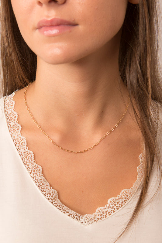 collier plaqué or maille rectangulaire
