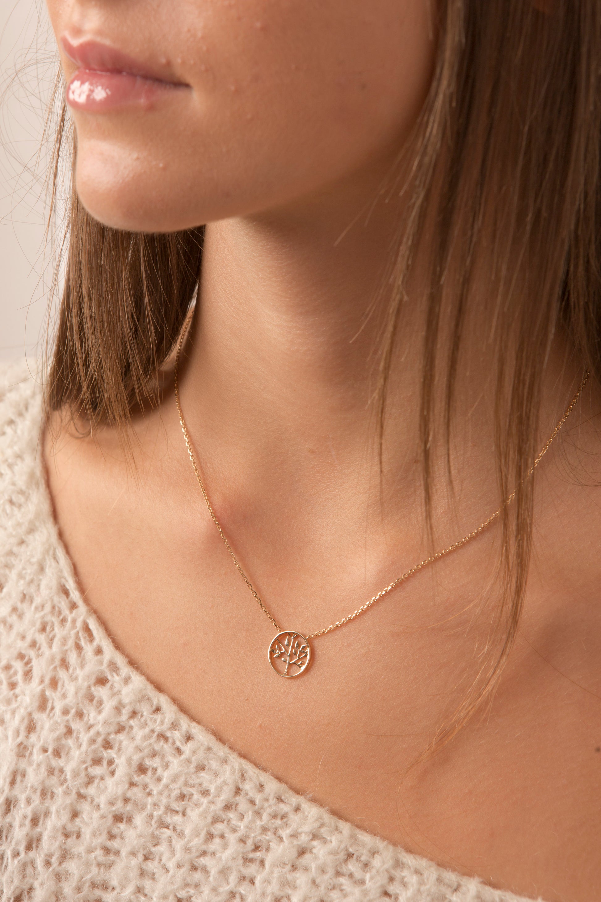 collier plaqué or arbre de vie