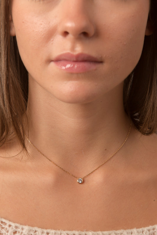 collier plaqué or avec oxyde de zirconium