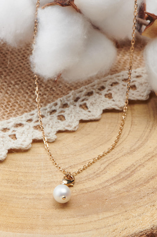 collier plaqué or pendentif perle