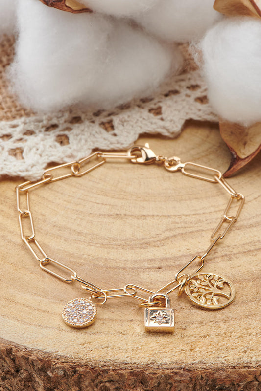 Bracelet en plaqué or 18 carats avec  charm cadenas