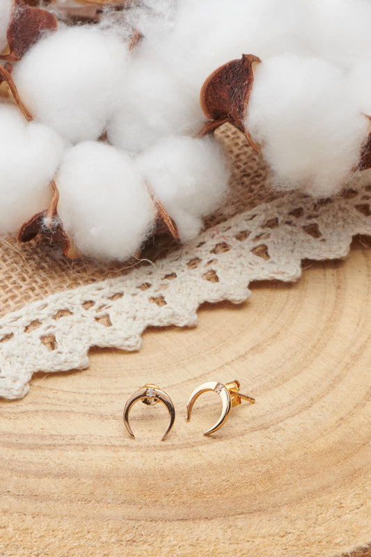 boucle d'oreille plaqué or motif lune